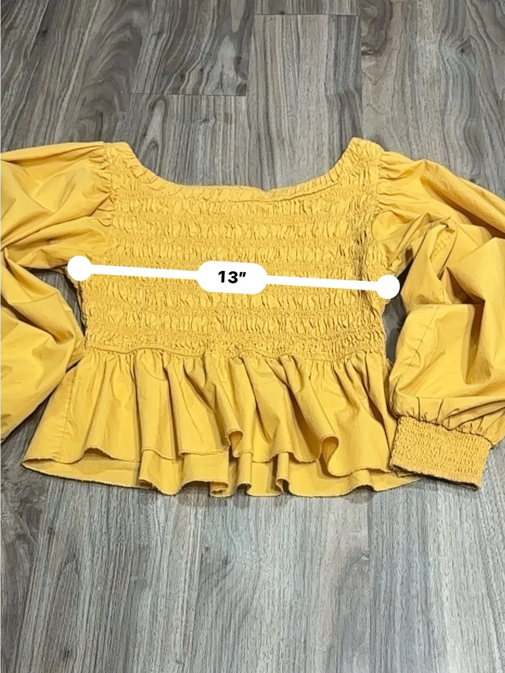 Free People mustard Yellow Smocked Peplum Blouse.